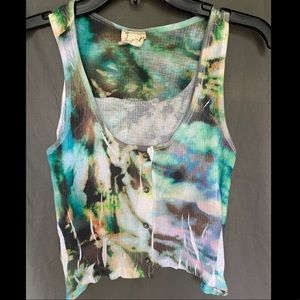 Buckle Tie Dye- Button Up Crop Top